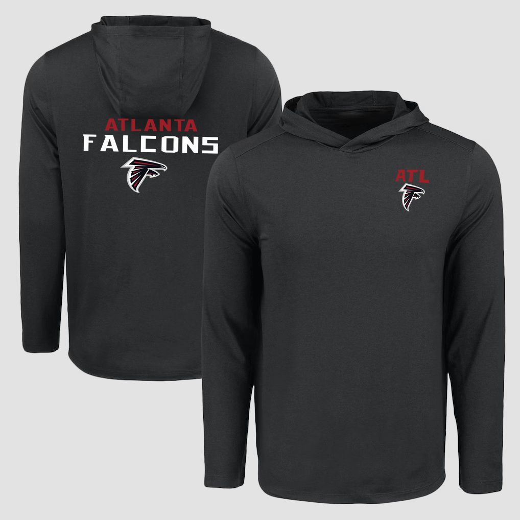 Men 2026 NFL Atlanta Falcons Hooded long sleeved T-shirt black 05